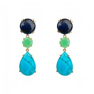 Lapis, Chrysoprase, and Turquoise Earrings